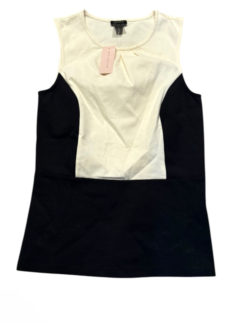 Ann Taylor colorblock cream black sleeveless top xs new nwt